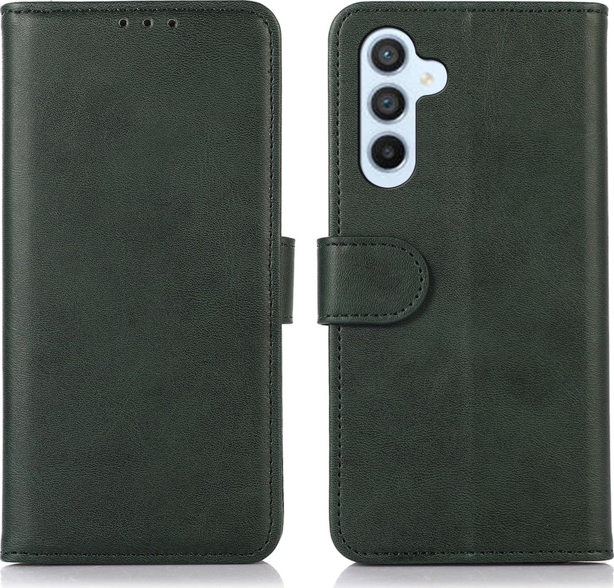Mobigear Telefoonhoesje geschikt voor Samsung Galaxy A54 Hoesje | Mobigear Wallet Bookcase Portemonnee | Pasjeshouder voor 3 Pasjes | Telefoonhoesje voor Pinpas / OV Kaart / Rijbewijs - Groen