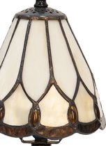 HAES DECO - Tiffany Tafellamp Ø 14x31 cm Wit Glas Tiffany Bureaulamp Tiffany Lampen Glas in Lood