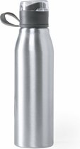Aluminium waterfles/drinkfles/bidon/sportfles kleur metallic zilver - met schroefdop - 700 ml