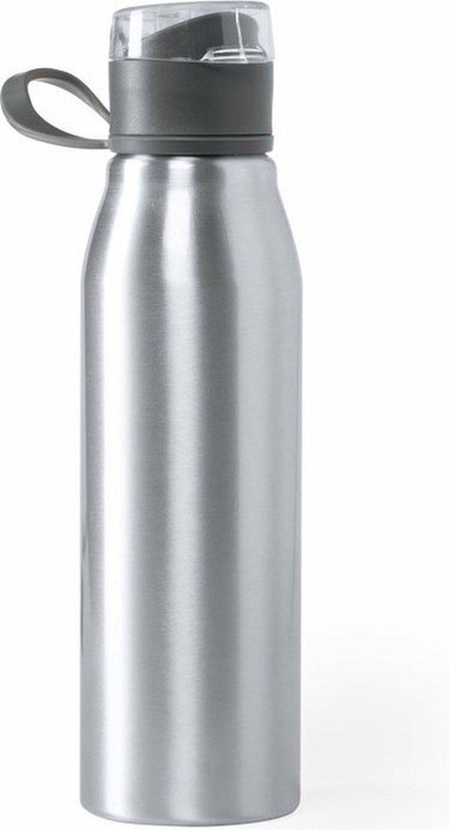 Aluminium waterfles/drinkfles/bidon/sportfles kleur metallic zilver - met schroefdop - 700 ml