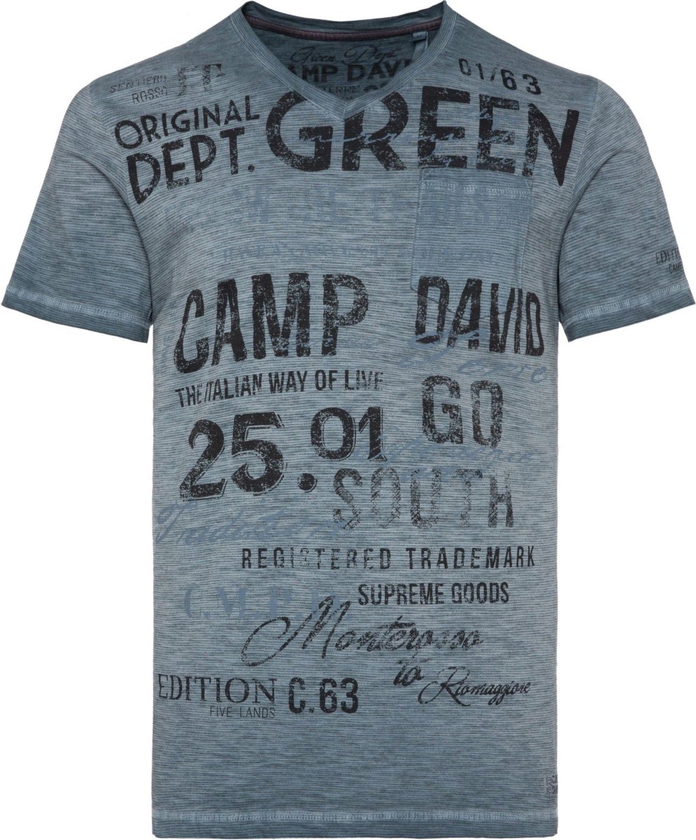 Camp David T-Shirt, v-hals Chique Terre, donkerblauw