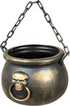Heksenketel Skull junior 19 cm polyetheen goud/zwart