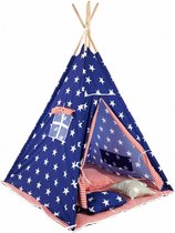 Speeltent - Tipi Tent - Met Grondkleed & Kussens - Speelhuisje - Tent voor kinderen - Blauw
