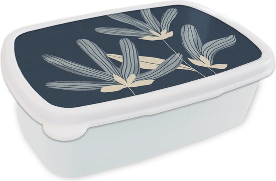 Boîte à pain Wit - Lunch box - Boîte à pain - Fleurs - Blauw - Plantes - Nature - 18x12x6 cm - Adultes