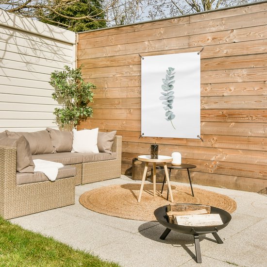 Tuinposter 60x80 cm - Tuindecoratie Plant - Groen - Natuur - Wit - Poster voor in de tuin - Buiten decoratie - Schutting tuinschilderij - Tuindoek muurdecoratie - Wanddecoratie balkondoek