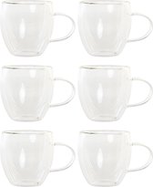Items koffieglazen dubbelwandig - set 6x - cappuccino glazen - 250 ml