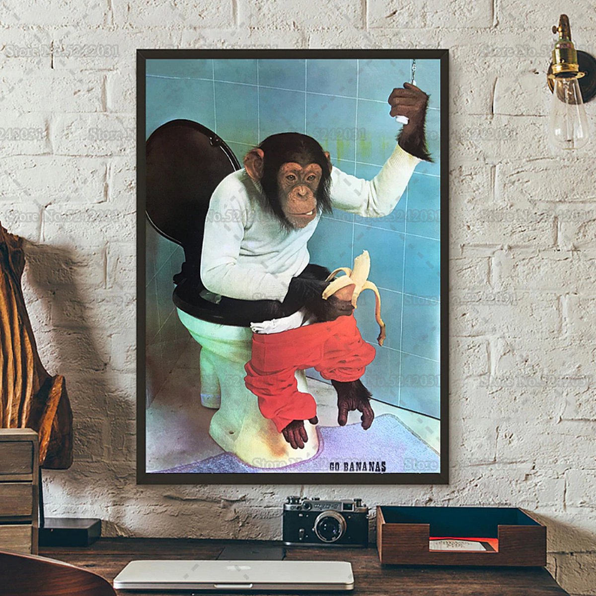 Allernieuwste.nl® Peinture sur toile Singe sur les Toilettes - Humour de  singe drôle 