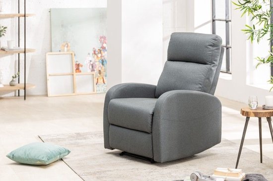 Moderne relaxstoel HOLLYWOOD II grijze tv-stoel met ligfunctie - 40790