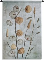 Wandkleed - Wanddoek - Stilleven - Natuur - Herfst - Droogbloemen - Bruin - 60x90 cm - Wandtapijt
