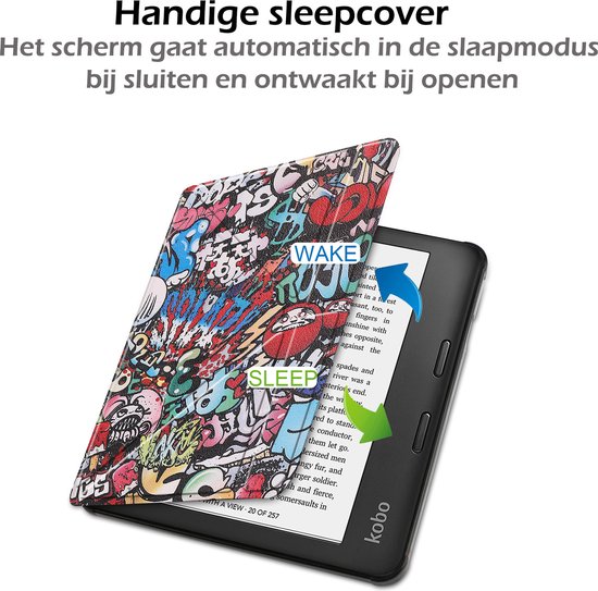 Hoesje Geschikt voor Kobo Sage Hoes Book Case Trifold - Hoes Geschikt voor Kobo Sage Hoesje Book Cover - Graffity van Hoesje  — afbeelding 4