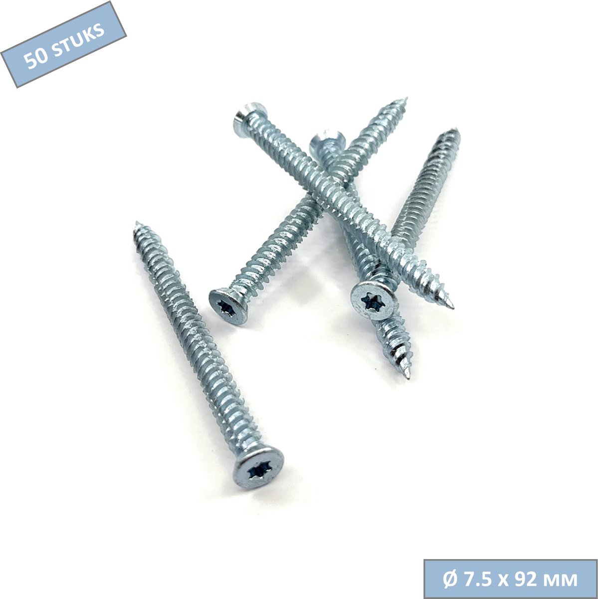 UFAST kozijnschroef Ø 7.5 x 92 mm - Platte kop - Verzinkt - Torx - 50 stuks