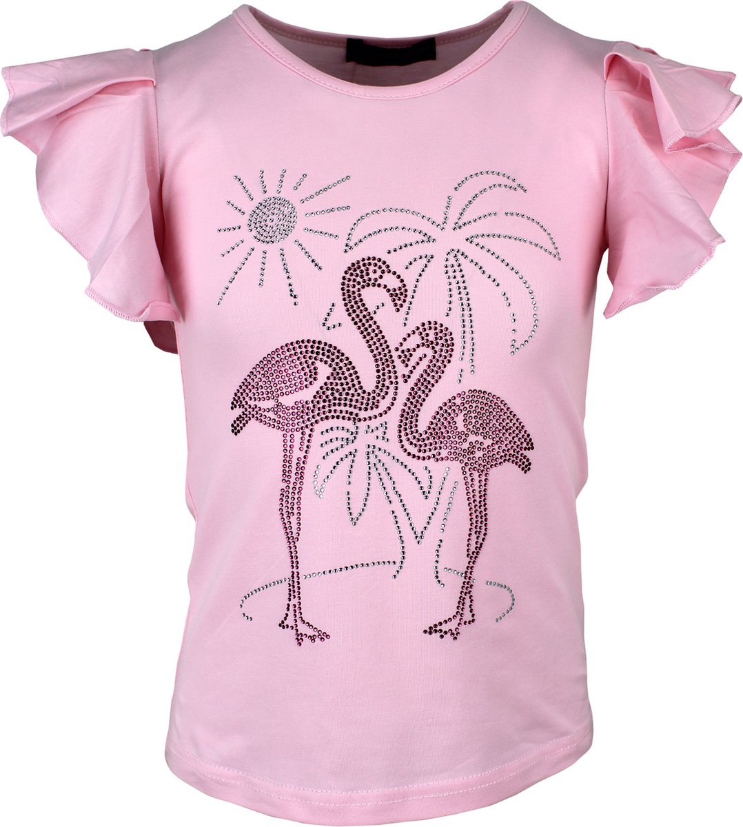 S&C Shirtje Flamingo roze Kids & Kind Meisjes Blauw - Maat: 146/152