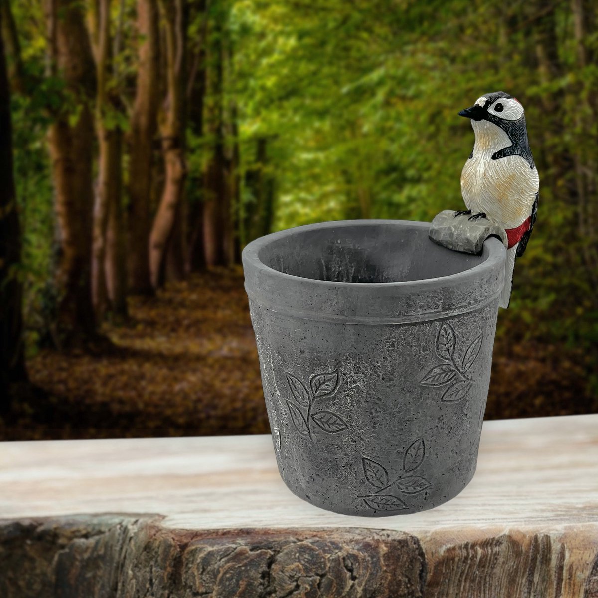 Pothanger Vogel Specht Inclusief Bloempot 13 x 12 cm