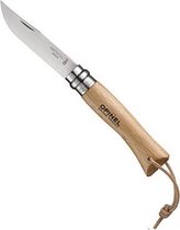 Couteau de poche Opinel - Cordon en cuir - Bois en acier inoxydable