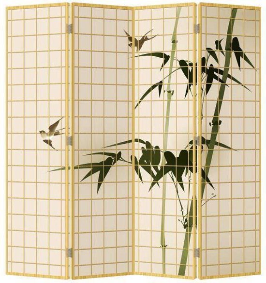 Fine Asianliving Kamerscherm Scheidingswand 4 Panelen Bamboe Naturel