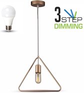 Geometrische hanglamp triangel - kleur champagne incl. 3 step dimming LED lamp - 2700K - 800 lumen