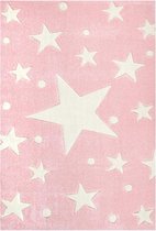 Livone - Kindervloerkleed Stars Roze-Wit 160 cm x 230 cm