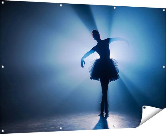 Gards Tuinposter Ballerina Silhouet - Ballet - 150x100 cm - Tuindoek - Tuindecoratie - Wanddecoratie buiten - Tuinschilderij