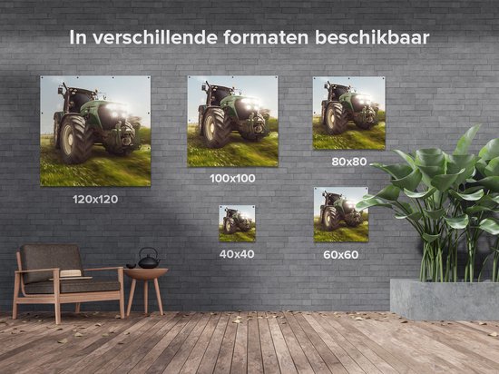Gards Poster de jardin Tracteur sur l'herbe - Tracteur - 60x60 cm - Toile de jardin - Décoration de jardin - Décoration murale extérieure - Tableau de jardin