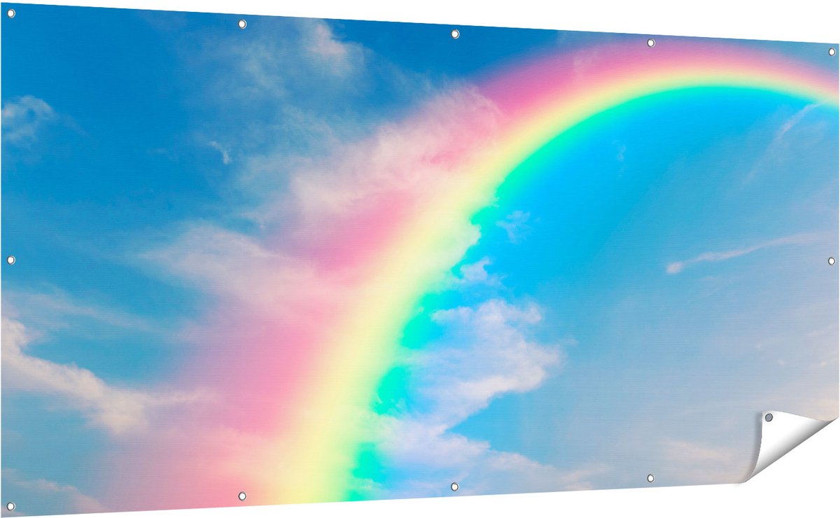 Gards Tuinposter Regenboog - 200x100 cm - Tuindoek - Tuindecoratie - Wanddecoratie buiten - Tuinschilderij Multikleur