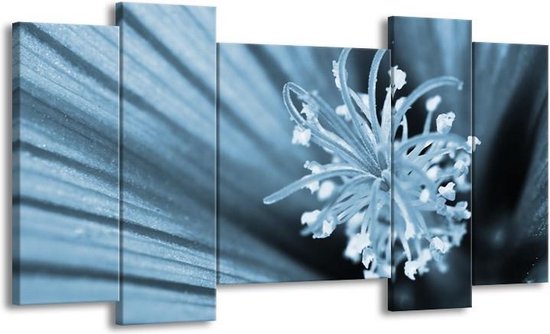 GroepArt - Schilderij - Bloem - Blauw - 120x65cm 5Luik - Foto Op Canvas - GroepArt 6000+ Schilderijen 0p Canvas Art Collectie - Wanddecoratie