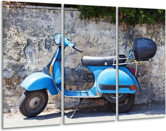 Glas schilderij Scooter, Motor | Grijs, Blauw | | Foto print op Glas |  F007170