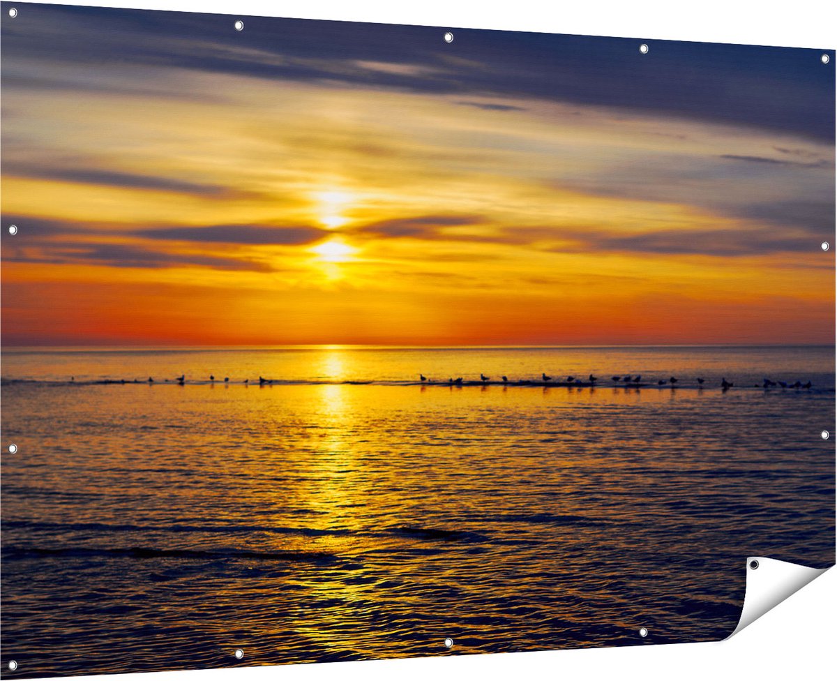 Gards Tuinposter Zonsondergang in de Zee - 180x120 cm - Tuindoek - Tuindecoratie - Wanddecoratie buiten - Tuinschilderij Multikleur