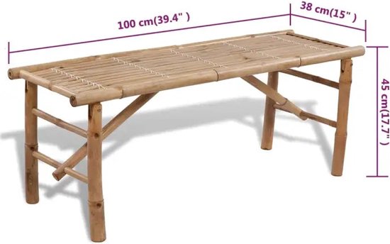 vidaXL - Biertafel - met - 2 - bankjes - 100 - cm - bamboe