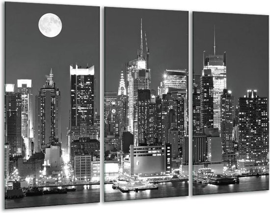 Peinture sur verre New York | Gris, noir, blanc | 120x80cm 3 Liège | Tirage photo sur verre |  F001782