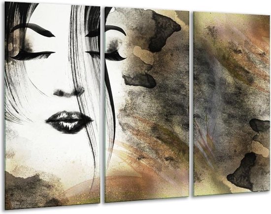 Peinture sur verre Visage, Femme | Noir, marron, blanc | 120x80cm 3 Liège | Tirage photo sur verre |  F007479