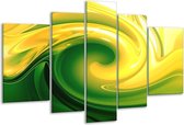 Glasschilderij Abstract - Geel, Groen - 170x100cm 5Luik - Foto Op Glas - Geen Acrylglas Schilderij - 6000+ Glasschilderijen Collectie - Wanddecoratie