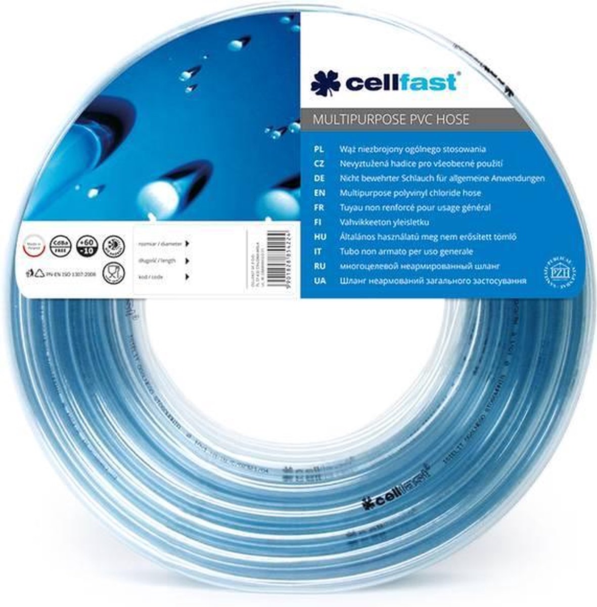 Cellfast Universele slang transparant PVC 10,0 x 1,5 mm, 50 m lang
