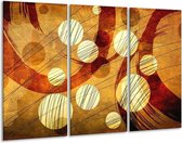 GroepArt - Schilderij -  Art - Bruin, Geel - 120x80cm 3Luik - 6000+ Schilderijen 0p Canvas Art Collectie