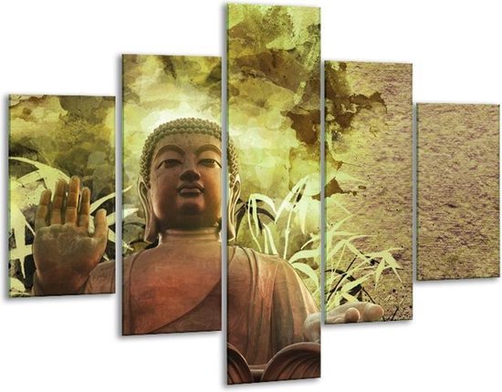 Glas schilderij Boeddha, Beeld | Bruin, Groen | | Foto print op Glas |  F007511