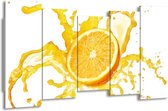 GroepArt - Canvas Schilderij - Fruit, Keuken - Geel, Wit - 150x80cm 5Luik- Groot Collectie Schilderijen Op Canvas En Wanddecoraties