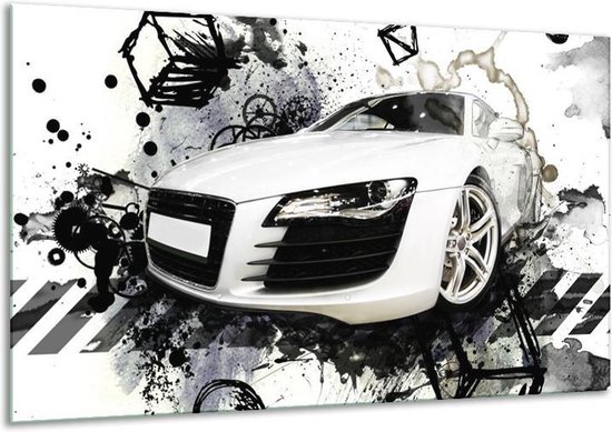 Schilderij Op Canvas Audi - Wit, Zwart, Grijs - 120x70cm 1Luik - Foto Op Canvas - GroepArt 6000+ Schilderijen 0p Canvas Art Collectie - Wanddecoratie - Woonkamer - Slaapkamer - Canvas Print