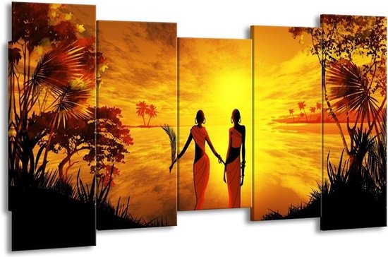 Peinture sur toile Afrique | Jaune, orange, noir | 150x80cm 5Liège