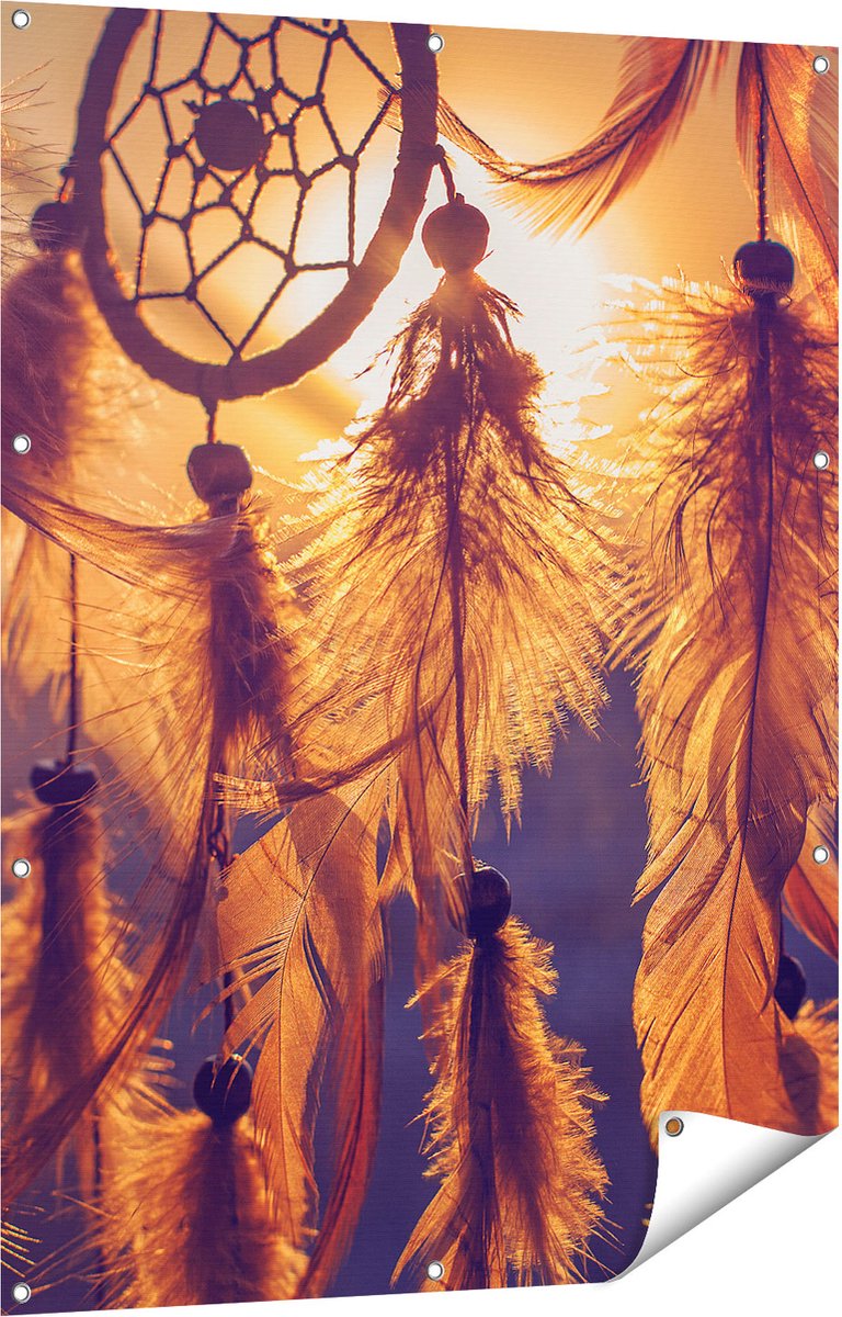 Gards Tuinposter Amulet van de Indianen - Symbool - Ketting - 90x120 cm - Tuindoek - Tuindecoratie - Wanddecoratie buiten - Tuinschilderij Multikleur