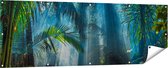Gards Tuinposter Dichtbegroeide Jungle met Zonnestralen - 180x60 cm - Tuindoek - Tuindecoratie - Wanddecoratie buiten - Tuinschilderij