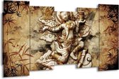 GroepArt - Canvas Schilderij - Beeld - Bruin, Wit - 150x80cm 5Luik- Groot Collectie Schilderijen Op Canvas En Wanddecoraties