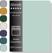 Sleeps Jersey Hoeslaken - Mint Groen Tweepersoons 140x200/220 cm - 100% Katoen - Hoge Hoek - Heerlijk Zacht Gebreid - - Strijkvrij - Rondom elastiek - Stretch -