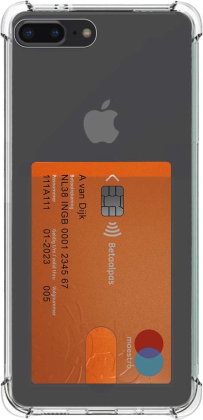 Smartphonica iPhone 7/8 Plus hoesje met pasjeshouder - transparant TPU shockproof / Siliconen / Back Cover geschikt voor Apple iPhone 7 Plus;Apple iPhone 8 Plus