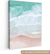 Canvas Schilderij Zee - Strand - Blauw - Natuur - 90x120 cm - Wanddecoratie