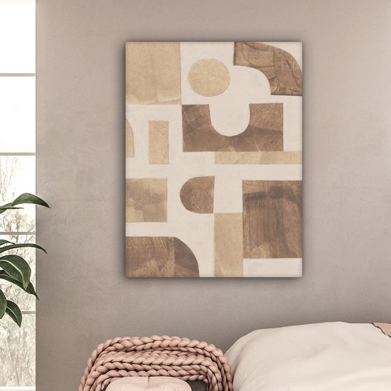 Tableau sur toile abstrait - Puzzle - Formes - Couleurs - 90x120 cm - Décoration murale