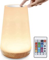 USB Oplaadbaar Nachtlampje Met Afstandsbediening, Wit Warm licht en 13 RGB kleuren - Wake-up Light - Sfeerlamp - LED verlichting - Leeslamp - Tafellamp - Bedlamp voor Baby, Kinderen & Volwassenen - Dimbaar - Touch Control - 15CM