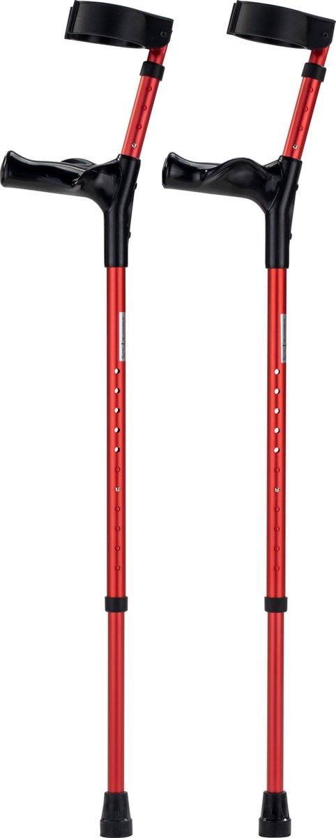 Goedkoopste Elleboogkrukken ergonomisch Rood. Maat M/L - Loopkrukken - krukken anatomische handvatten, gesloten manchet - Set - paar van 2