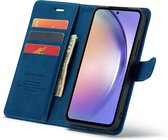 Samsung Galaxy A34 Bookcase hoesje - CaseMe - Effen Donkerblauw - Kunstleer