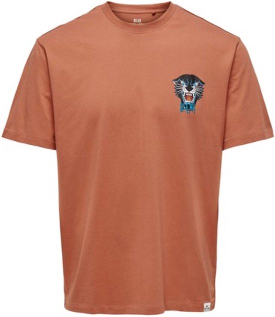 T-shirt heren- Onshardy regular fit- Korte mouwen- Ronde hals- Logo borst- Baked clay- Only & Sons- XXL
