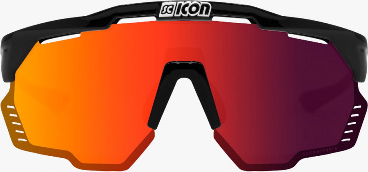Scicon - Fietsbril – Aeroshade Kunken - Black Gloss - Multimirror Lens Rood