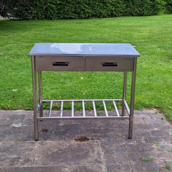 Garten Bijzettafel BBQ Barbecue - Roest Vrij Staal - Verstelbaar - 2 Laden - 100x50.5x87cm